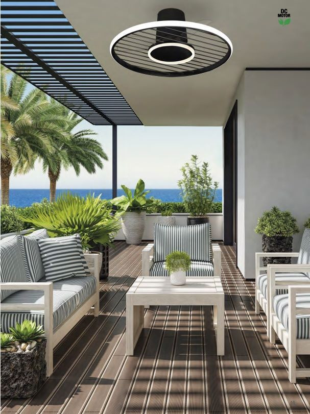 Plafondventilator 45w 4950lm CCT zwart