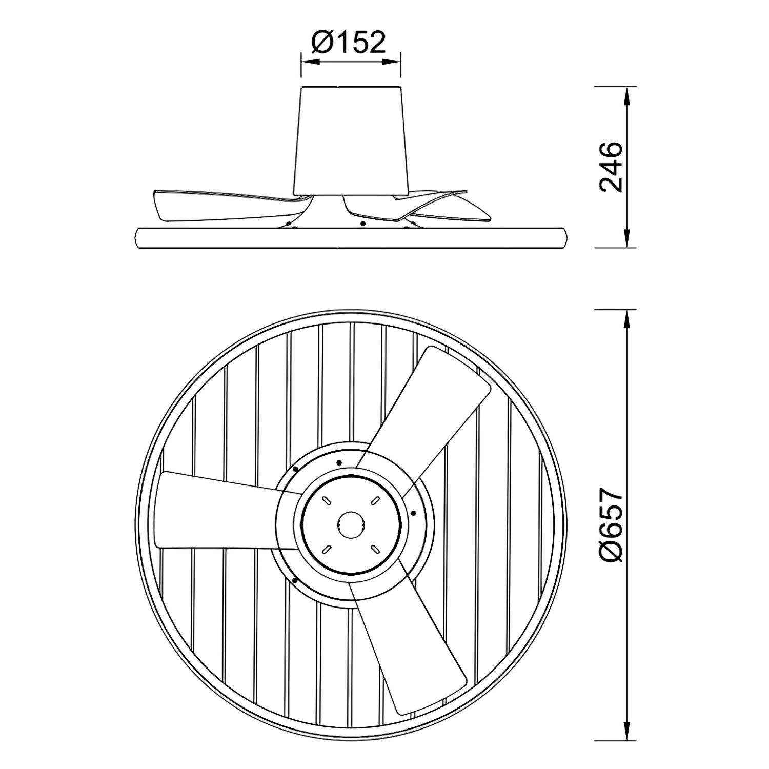 Plafondventilator 45w 4950lm CCT zwart