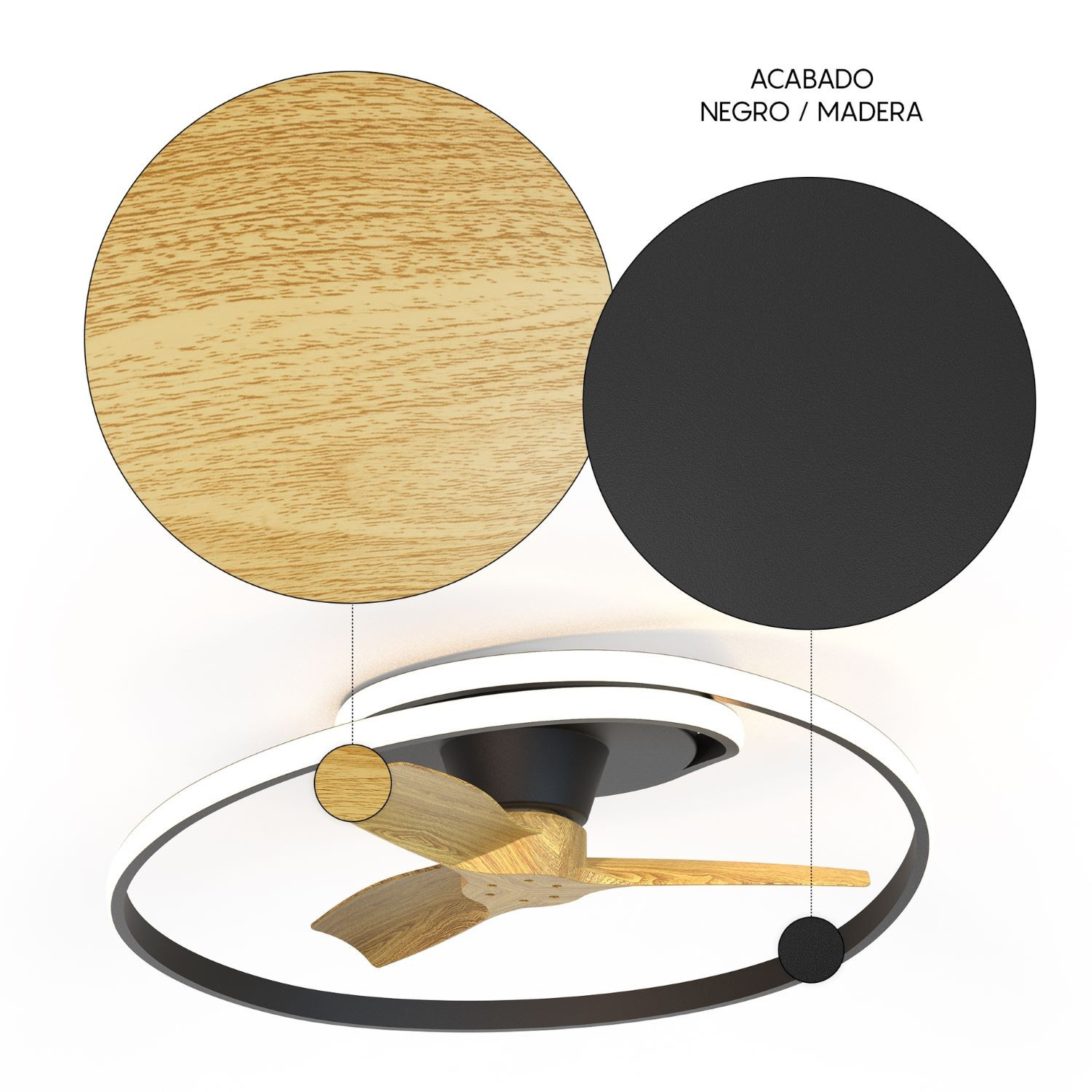 Plafondventilator 60w 6600lm CCT Zwart