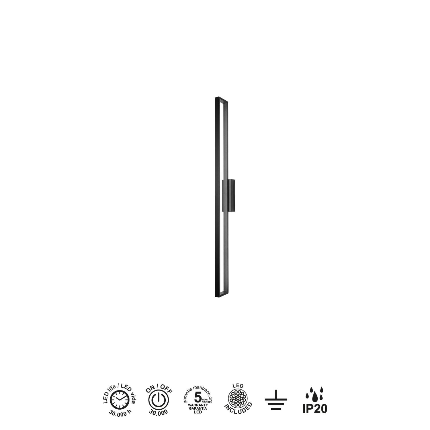 Plafond/Wandlamp 30w 3200lm 3000k zwart