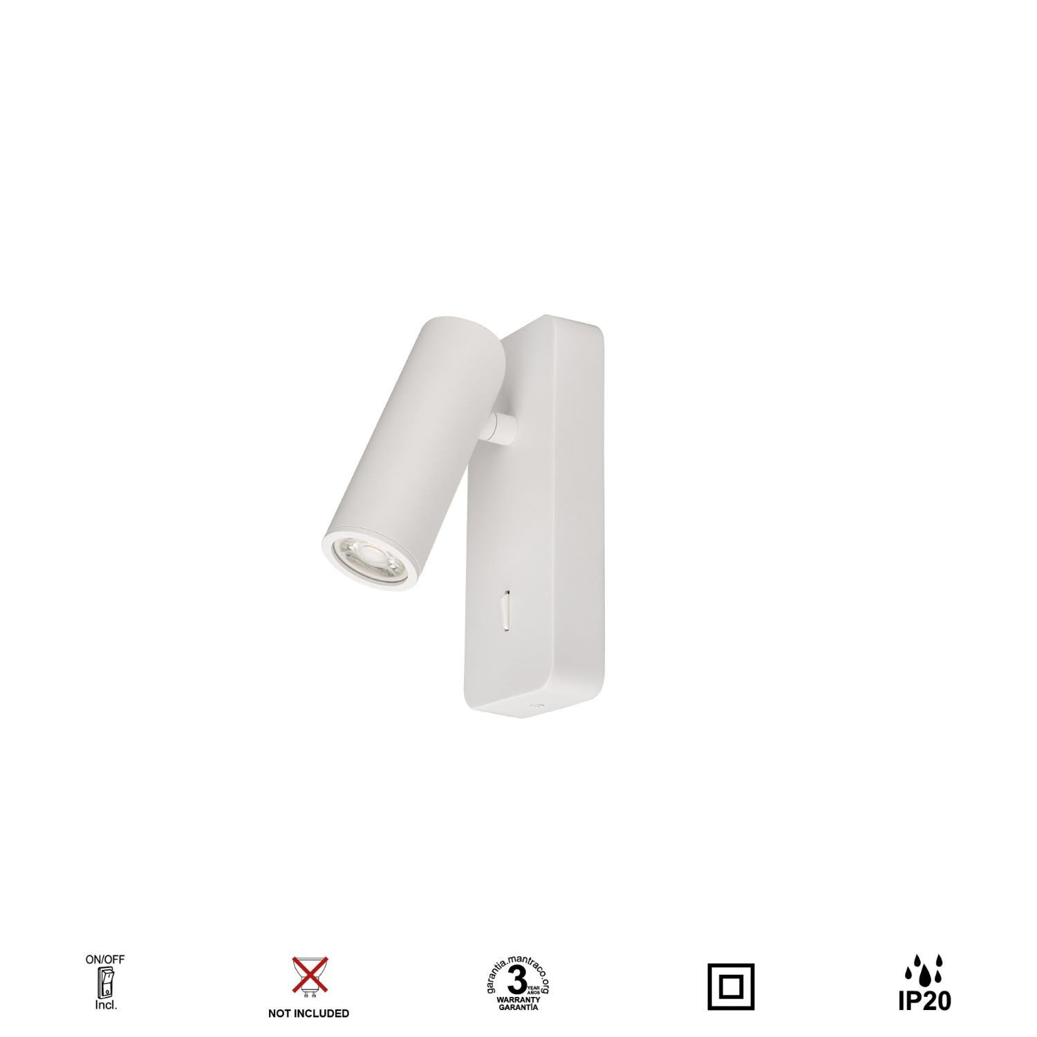 Spot miniGU10 Wit + schakelaar