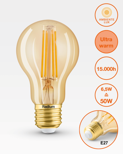 LED Standaard 6,5w 650lm 2400k Goud Ambiente Lux